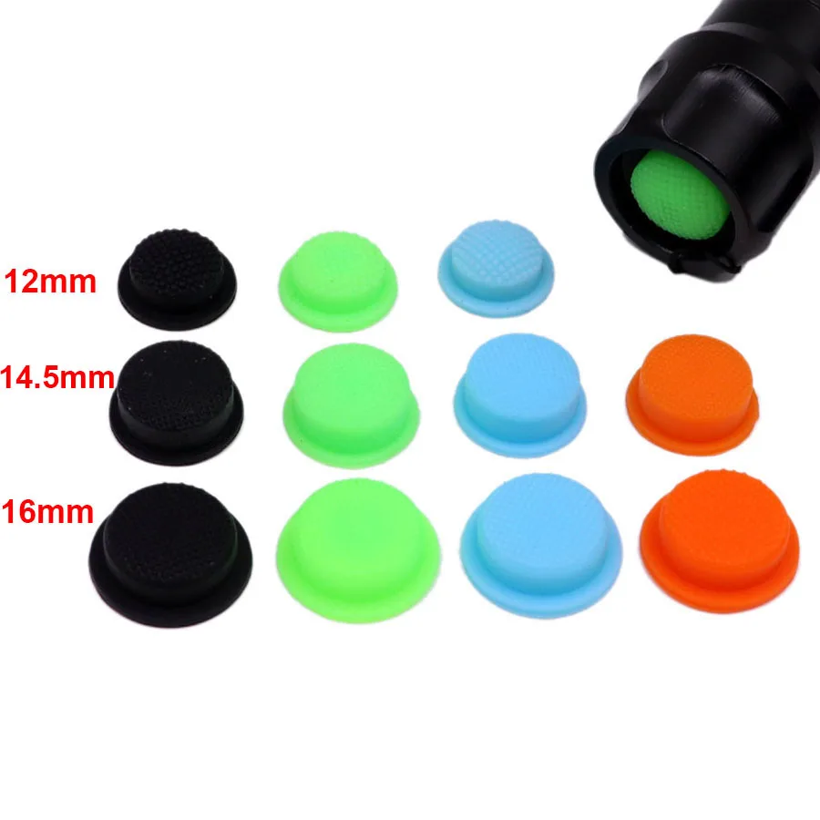 3PCS 12mm 14.5mm 16mm LED Flashlight Middle Side Tail Click Switch Cap Tailcap Silicone Boot Protective Button Tail Cap