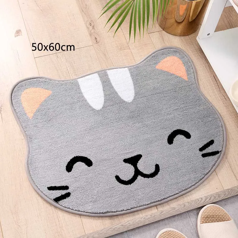 grey cat Новинка, длинный нескользящий коврик в полоску с рисунками животных для дома, ванной, прикроватной тумбочкой, гостиной, дивана, ворот, подушечки для ног - Цвет: grey cat