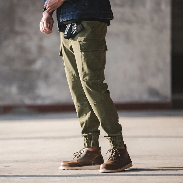 2020 New Slim Fit Twill Cargo Jogger Pants Stretch Multi Pocket Blue Khaki  Green