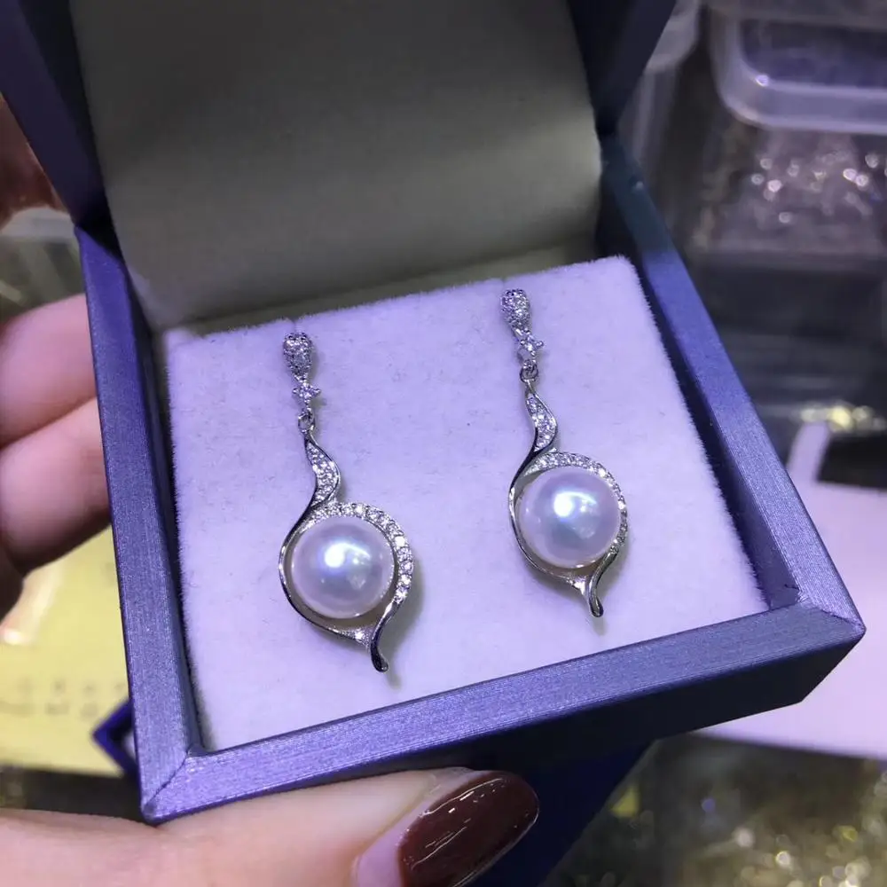 YIKALAISI, 925 пробы, серебряные ювелирные изделия, жемчужные серьги,, ювелирные изделия из натурального жемчуга, 7-8 мм, серьги-гвоздики для женщин - Цвет камня: silver-white pearl