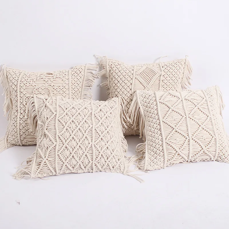 Cushion Covers 100 Cotton Linen Macrame Hand woven Thread Pillow Covers Geometry Bohemia Style Pillowcase Home
