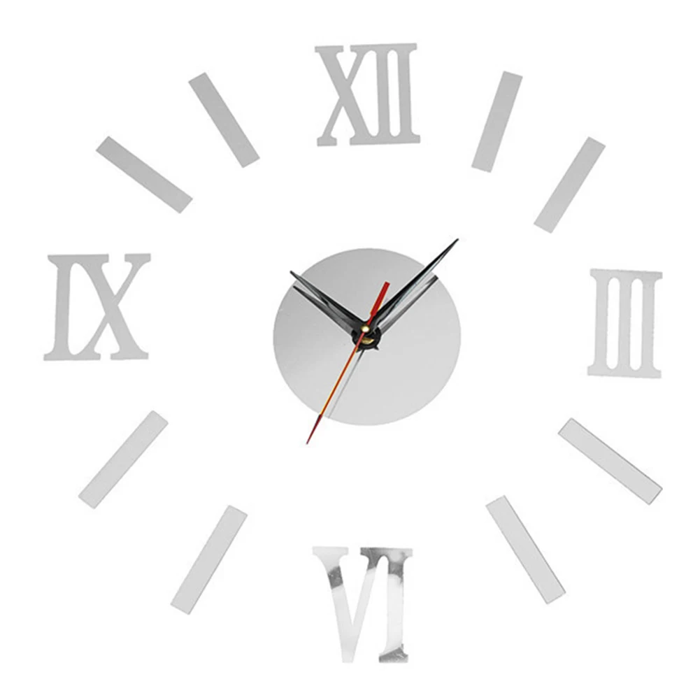 3D Acrylic Mirror Surface Roman Numerals Wall Clock Stickers Home DIY Decor 10WG