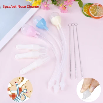 

3pcs/set Baby Safety Nose Cleaner Kids Vacuum Suction Nasal Aspirator Set Infants Flu Protections Accessories Baby Care