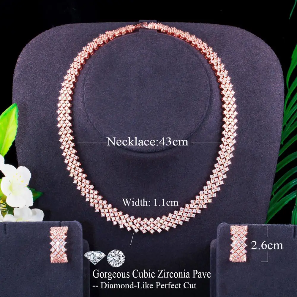 Pera Rose Gold Color Multilayer CZ Round Choker Women