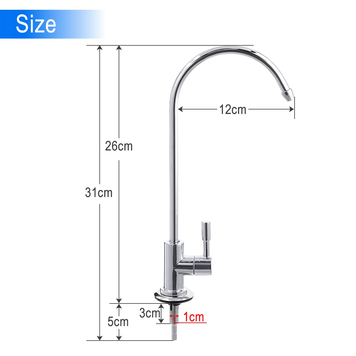 New Kitchen Water Filter Faucet Chrome Plated 1/4 Inch Connect Hose Reverse Osmosis Filters Parts Purifier Direct Drinking Tap 5
