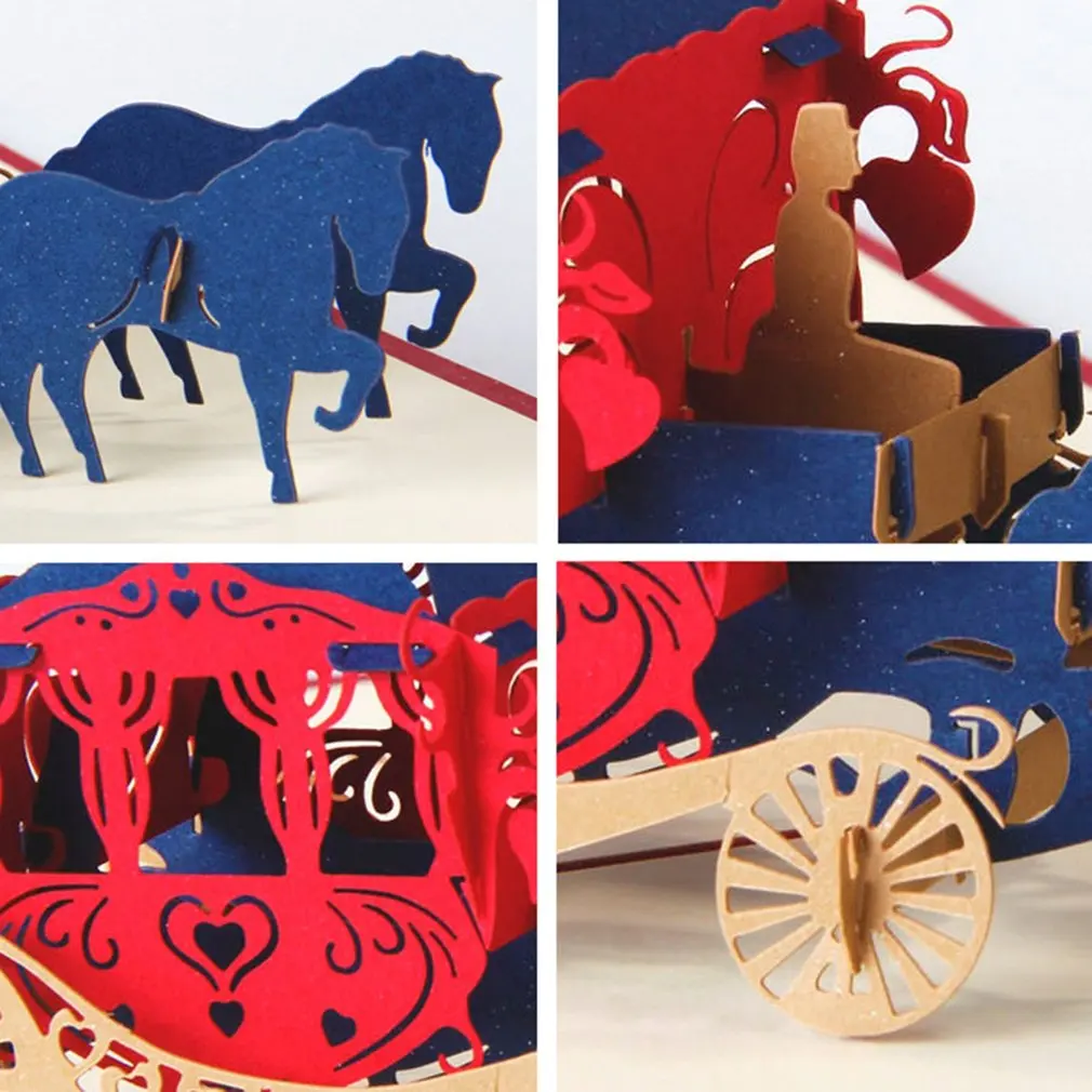  Wedding Greeting Card Invitation 3D Stereo Handmade Custom Paper Carving Creative Carriage Blessing - 4.0006E+12
