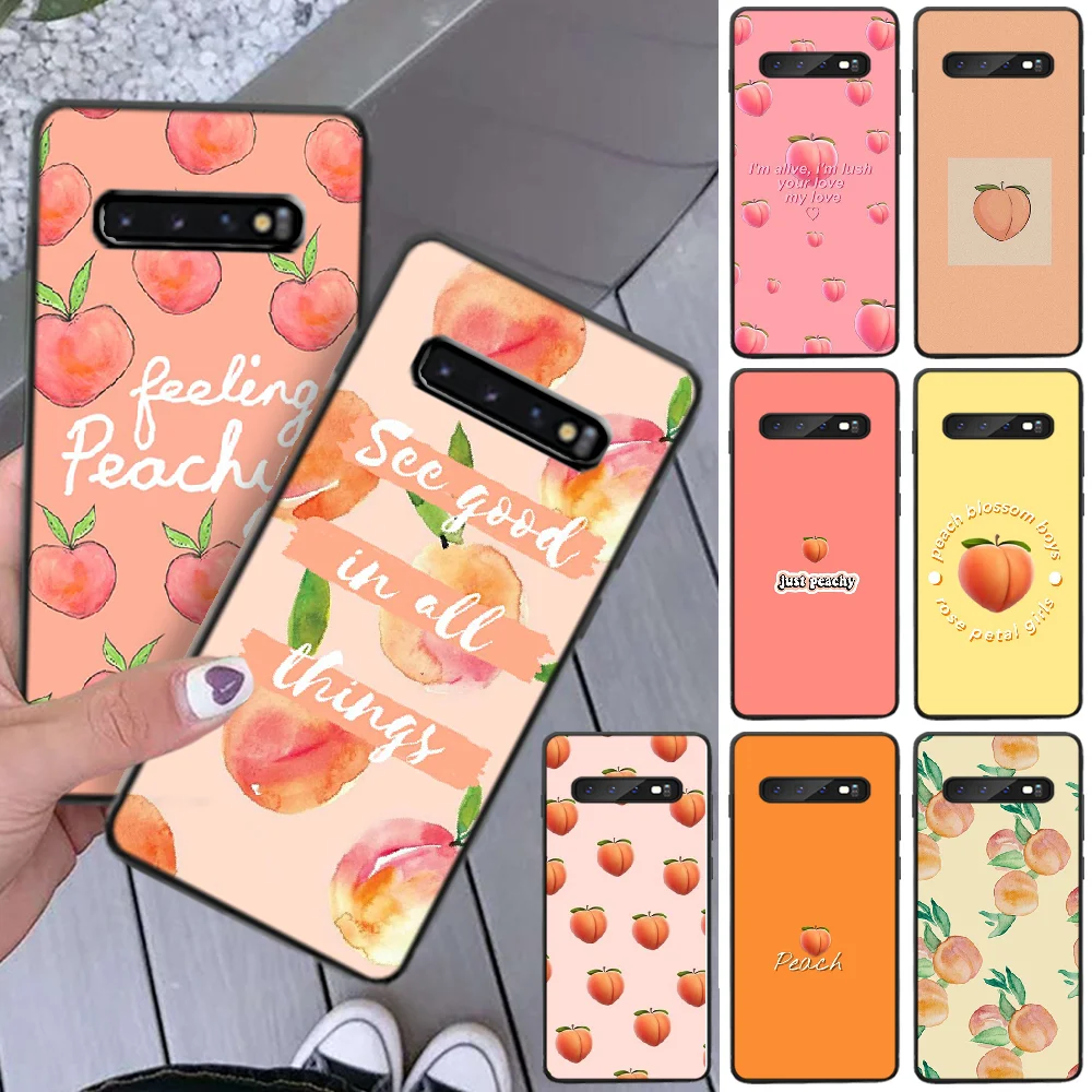Фруктовый персик ТПУ черный чехол для телефона Корпус Samsung S8 Plus S9 S10 plus S10E lite S10-5G S20