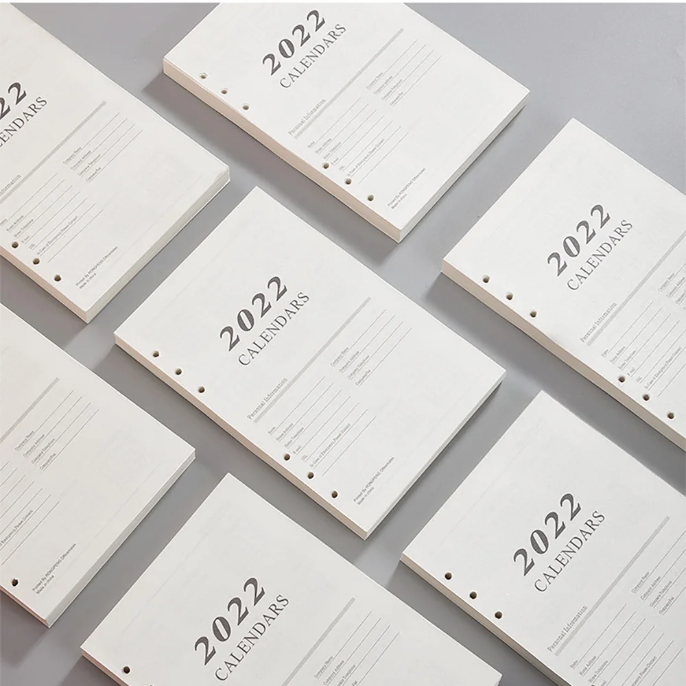 2022 A5 Loose Leaf Notebook Refill Spiral Binder Inner Page Weekly Monthly To Do Line Inside Paper Stationery 170 Sheets