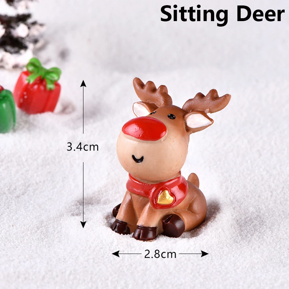 sitting deer 1 шт мини Рождественский орнамент олень фигурки, миниатюры перевозки кукольный микро бонсай для пейзажа фея, украшение для сада и дома - Цвет: sitting deer
