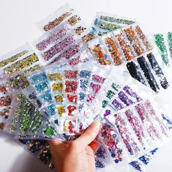 

1000PCS decorative nail resin rhinestone 5 packs of 2-6 mm Used for mobile phone nail house decoration beauty flash diamond