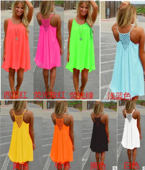 

Large Size Women's Braces Skirt Grid Joint Backless Chiffon Dress
