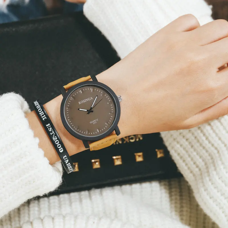 

Korean-style Large Dial Harajuku-Style Retro Simple Women's Watch Fashion Leather Belt Fashion Man Middle School Students Couple