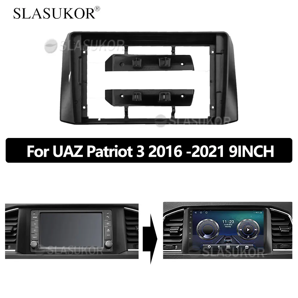 

9 INCH Fascia fit For UAZ Patriot 3 2016 2017 - 2021 Cable Mp5 ABS Stereo Panel Dash Mounting Installation Trim Kit Frame Bezel