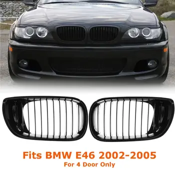 

Hot New 2Pcs Car Gloss Black Car Front Kidney Racing Grille Grill For BMW E46 LCI 4D 325i Facelift 2002 2003 2004 2005