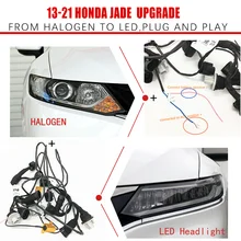 Car Headlight Modification Upgrade Transfer Wire Harness Headlamp Modify For Honda 21-13 JADE From Halogen To LED Play And Plug