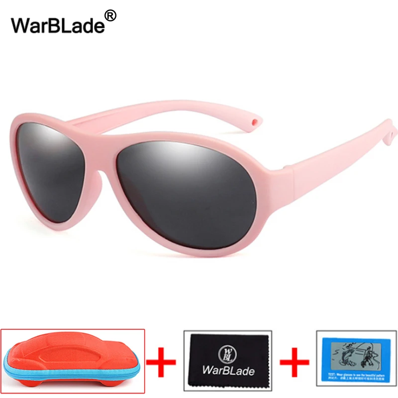 pink gray R WarBlade, новинка, поляризованные детские солнцезащитные очки, квадратные, для мальчиков и девочек, детские солнцезащитные очки, UV400, защитные очки для детей, солнцезащитные очки с коробкой - Цвет линз: pink gray R