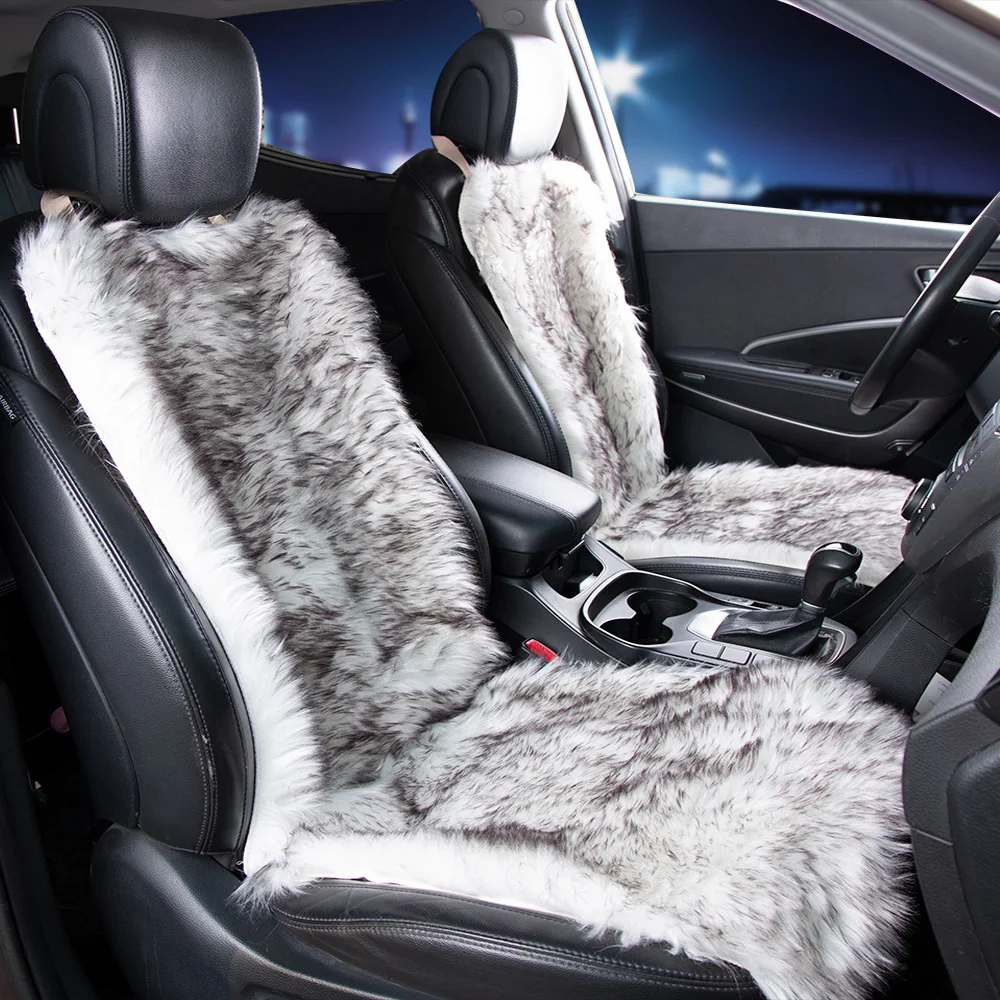 

KAWOSEN Long Faux Fur Seat Cover, Artificial Plush Black Pink Car Seat Cover Universal , Winter Warm Car seat Cushion LFFS03