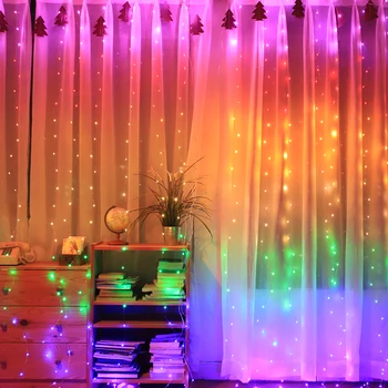 

300 LEDs Fairy Light String with Remote Control USB Music Curtain String Light for Home Party Festival Wedding Decoration