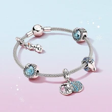 BBee, 925 пробы, серебряные, зимние Хрустальные Бусины, маленький манок, Аиша, голубой, Точеный, элегантность, ледяная скульптура, подвеска, Шарм для Pandora