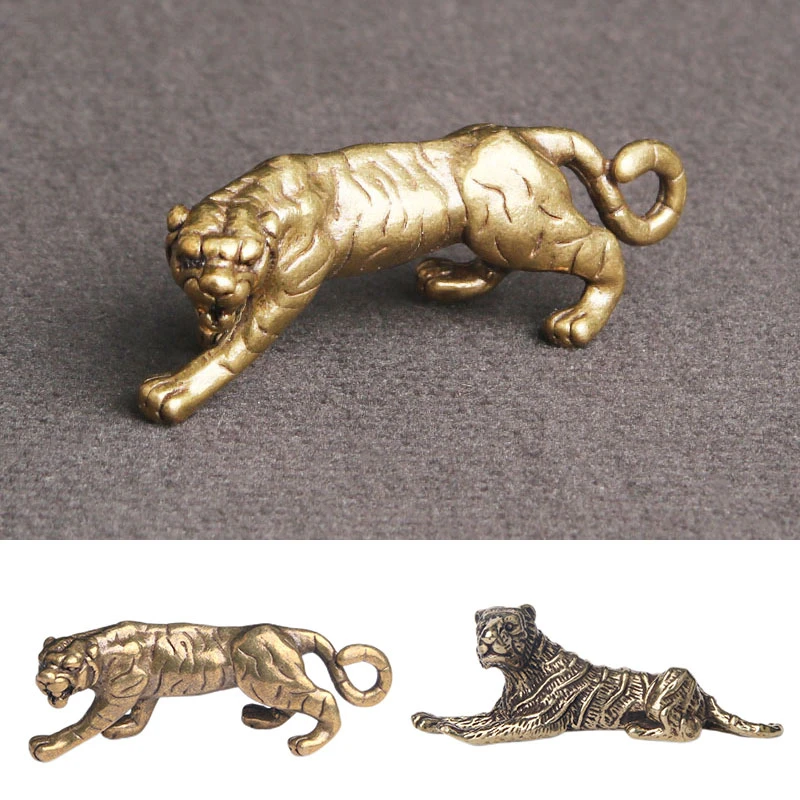 Small Tigers Statue Solid Brass Tiger Figurine House Decoration Animal