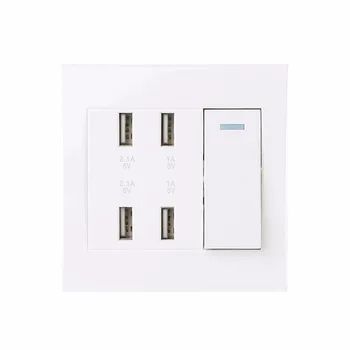 

220V 10A Wall Switch Socket 4 Port USB Charger Power Outlet Adapter Panel Intelligent Charger Sockets