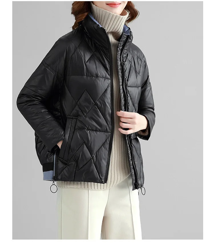 Off Season Short-height Short down Jacket WOMEN'S Dress Stand Collar New Style Fashion Casual Thick Loose-Fit Coat