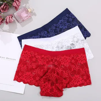 

Lace fashion sexy ladies panties Lightweight breathable elastic comfortable boxer briefs Mid-waist solid color daily underwear