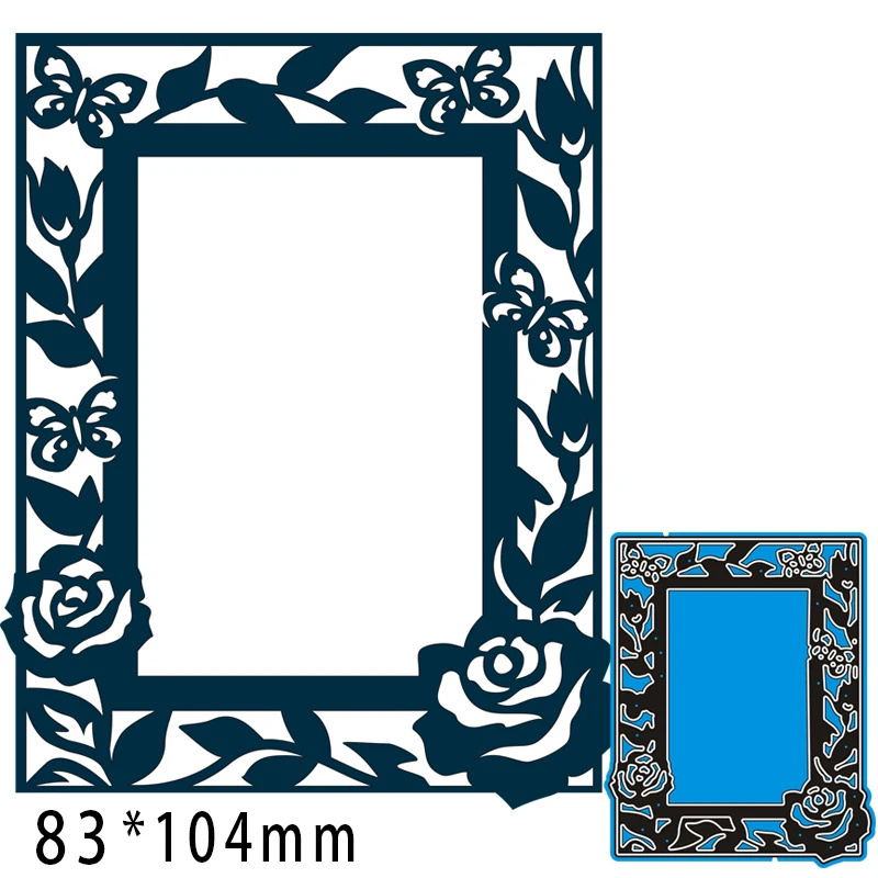 

Cutting Dies Flower Frame Metal and Stamps Stencil for DIY Scrapbooking Photo Album Embossing Paper Card 83*104mm