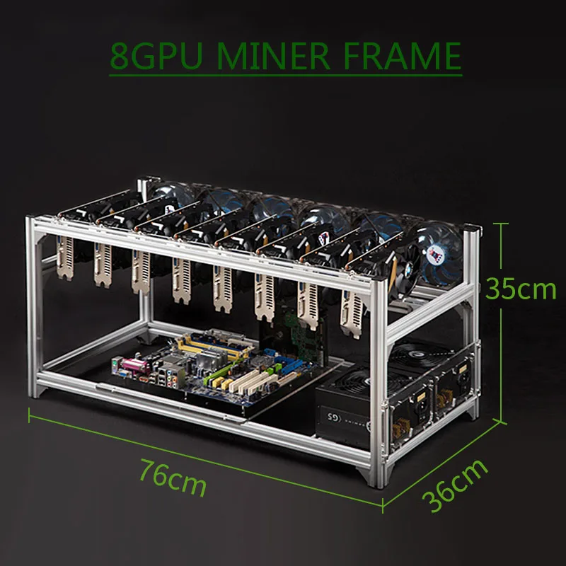 BTC Miner Case Server Rack 8 GPU Aluminum Stackable Mining Rig Open Air Frame For Ethereum Mining ETH ETC Bitcon XMR Chassis