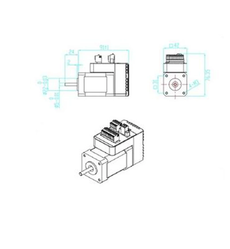 JMC 52W 24V NEMA17 встроенный Серводвигатель 4000rpm24v 0.125N.m iHSV42-40-05-24