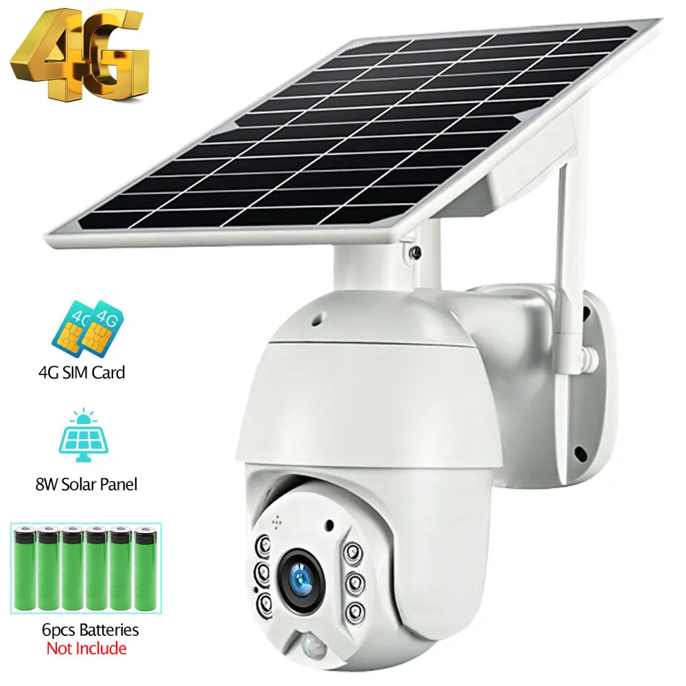 HISMAHO 4G SIM Card 1080P IP Camera WIFI 8W Solar Panel Battery Security Camera Outdoor PTZ CCTV Camera Smart Security Monitor:  Brand Name: HISMAHO Model Number: 4G SIM Card Camera Color: White Technology: Pan Tilt Zoom Installation: Ceiling Type: IP Camera Special Features: Waterproof / Weatherproof Sensor: CMOS Style: Dome Camera is_customized: No Sensor Brand: Sony High Definition: 1080P(Full-HD) Megapixels: 2MP Connectivity: 4G Lens (mm): 3.6mm Viewing Angle : 360° Minimum Illumination(Lux): 1lux IR Distance(m): 30m Video Compression Format: H.265 Network Interface: 4G Alarm Action: Local Alarm Supported Mobile Systems: Windows Mobile Supported Mobile Systems: Android Supported Mobile Systems: ios Supported Operating Systems: No Power Supply(V): DC 3.7-4.5V Power Consumption(W): 8w Dimensions (L x W x D)(mm): 4G Solar Camera Audio Output: 1CH BNC Wall Bracket: Side Storage: 64GB Power Supply: Normal TF Card: 64G TF Card Style: 4G 3G SIM Card IP Camera wifi Material: Metal shell Item Name: CCTV Camera 3G/4G 2 Way Audio: Built in microphone and Speaker Infrared night vision: 4pcs LED Light IP Camera Type: Security Surveillance Camera Connection: 4G cctv Camera Type2: ip ptz camera Use: cctv ip camera Wifi: cctv camera wifi Feature: WIFI Camera Feature 1: 3G/4G Camera Outdoor Feature 2: ip security camera Feature 3: ip dome camera Feature 4: surveillance camera 