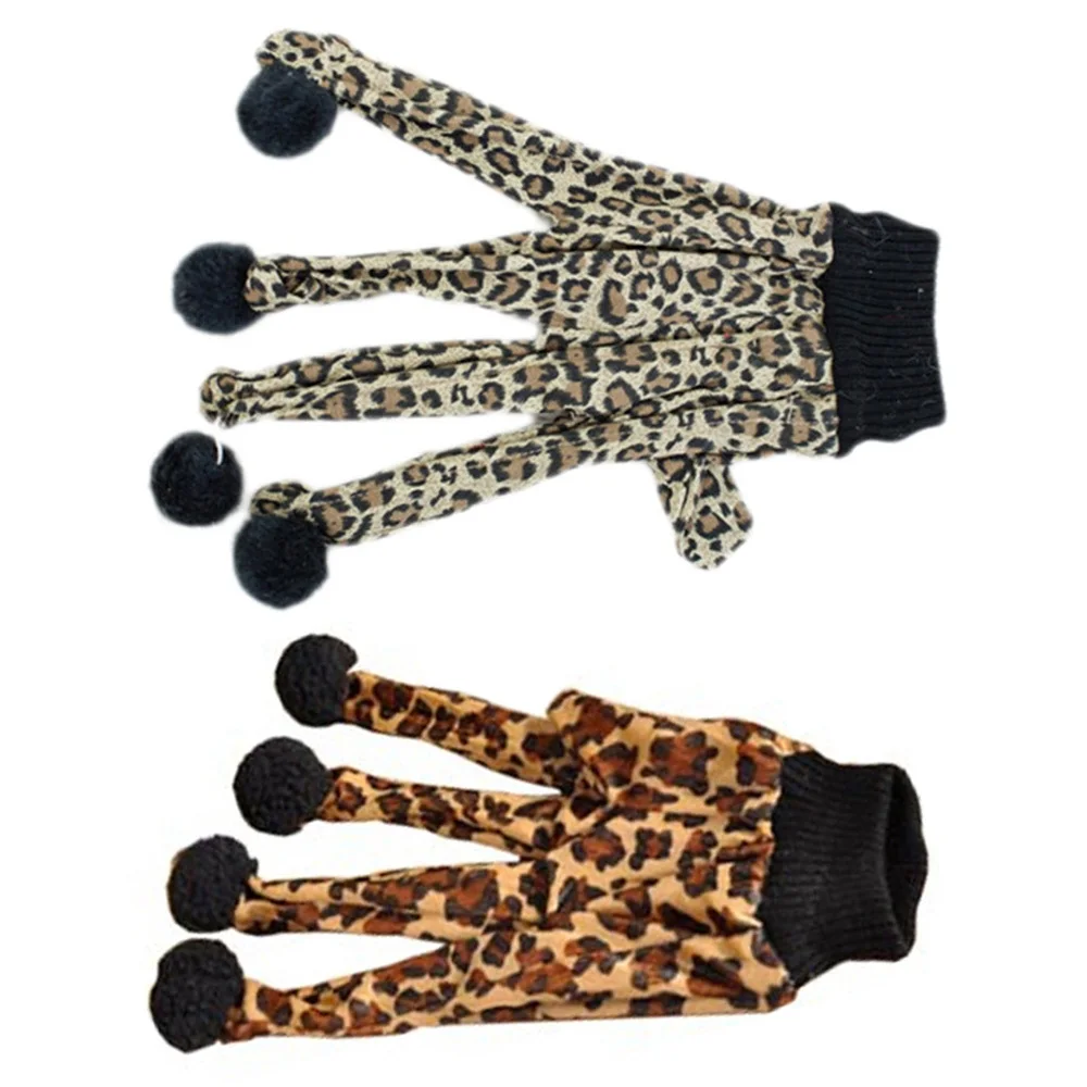

Leopard Print Cat Glove Toy For Interactive Playing Cat Teaser Toy Glove With Ring Chewing Ball Cute Pet Kitten Scratch Toys