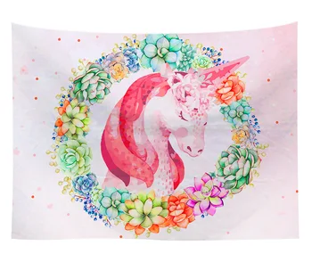

Unicorn Tapestry Printed Wall Hanging for Living Room Green Plant Home Wall Decoration Home Decor Wall Tapestry Wall Blanket