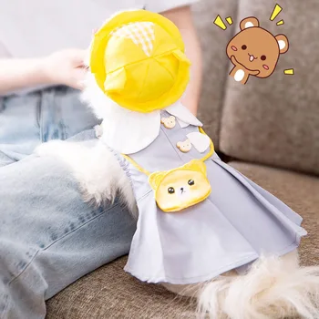 

Pets Dogs Dresses Spring Summer Cute Cartoon Shoulder Bag Solid Color Breathable Vest Princess Dress For Small Dogs Pomeranian