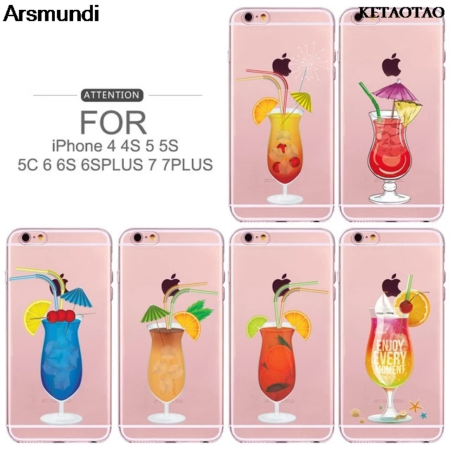 KETAOTAO Lemon Juice Cocktail And Beer Phone Cases for iPhone 4S SE 5C 5S 6S 7 8 Plus X Case Crystal Clear Soft TPU Cover |