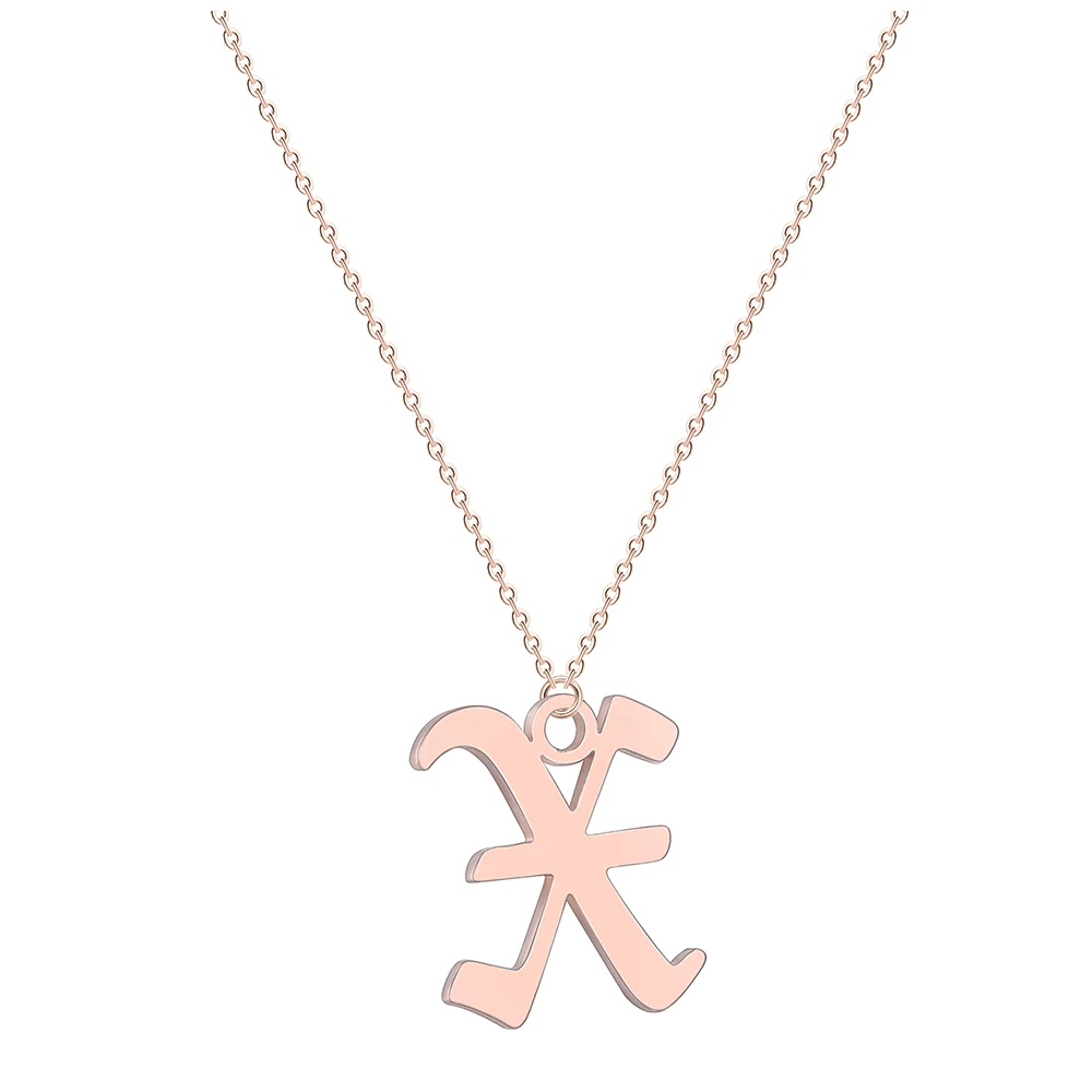 X QIMING Fashion Hip Hop Wood Letter P Pendant Necklace Men Luxury Brand Boho Gold Long Necklace Women Accessories - Окраска металла: X