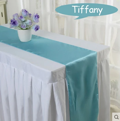 30 20pcs/lot Red Blue Gold 15 colors choose 30*275cm Hotel Satin Table Runner Wedding Party Banquet Festival Decoration - Цвет: Tiffany