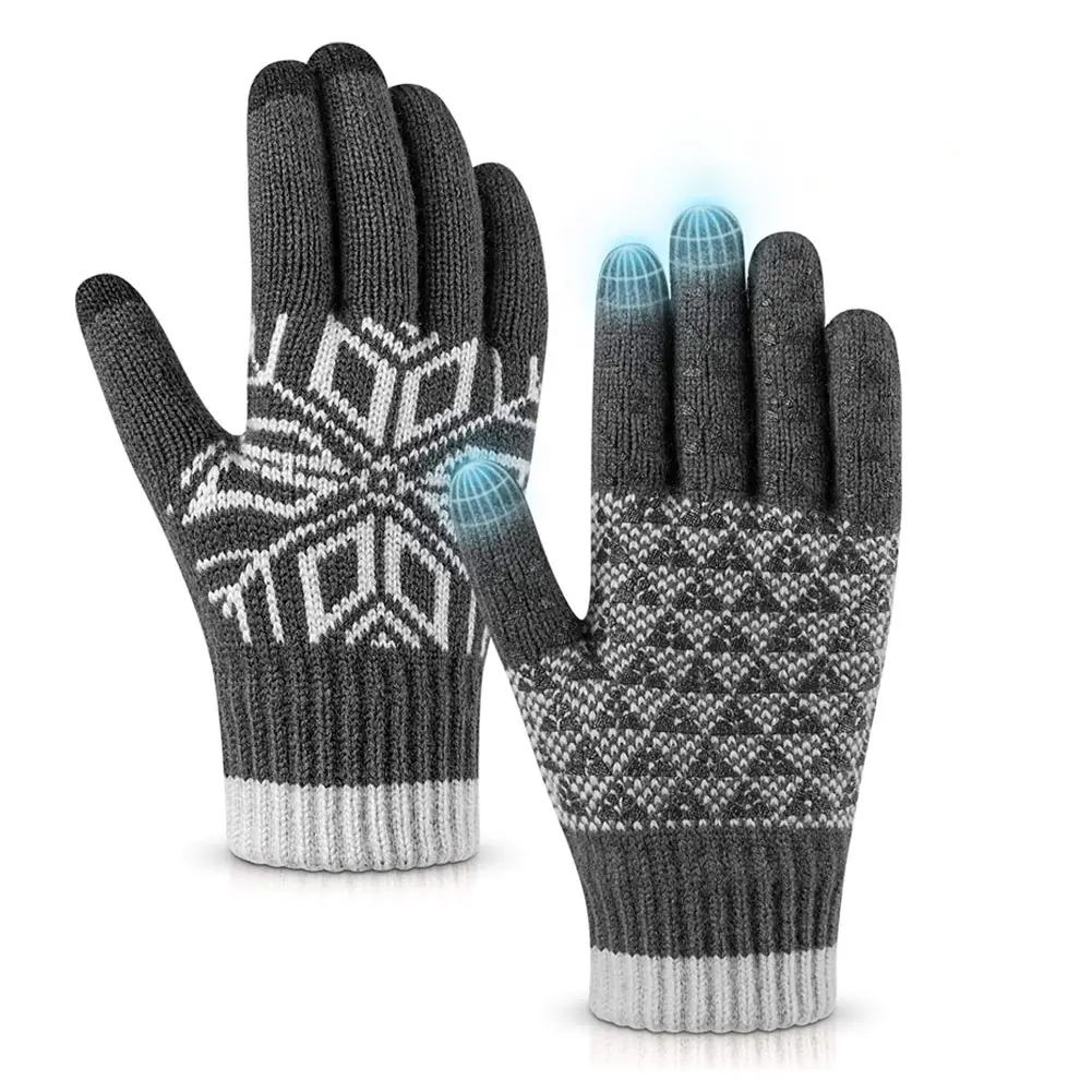 Plush Knitted Gloves Full Finger Thicken Fleece Screen Touch Mittens Fashion Men Women Outdoor Sport Winter Warm Gloves