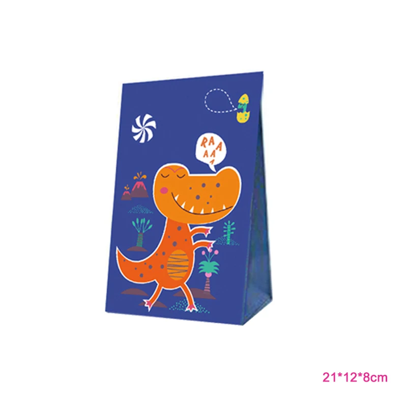 1pcs orange Коробка для конфет с динозаврами и наклейками, бумажная Подарочная сумка для конфет в джунглях, подарки для тематической вечеринки, украшения для детского дня рождения - Цвет: 1pcs orange