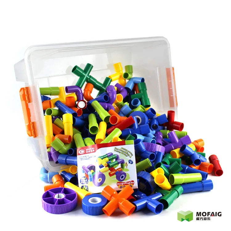 

BWON Kindergarten Plastic Fight Inserted Pipeline Building Blocks Early Childhood Educational Children Pipe Assembled Toys 3-6 a