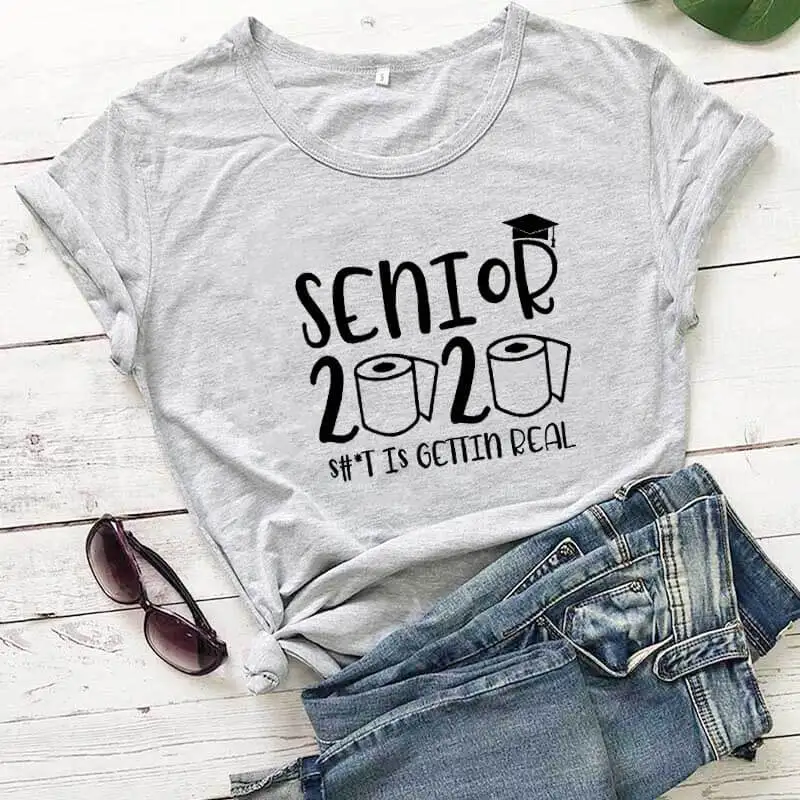 

Senior 2020 New Arrival Summer Women's Casual 100%Cotton Funny T Shirt Quarantine Shirt Stay Home Shirt Senior Shirts