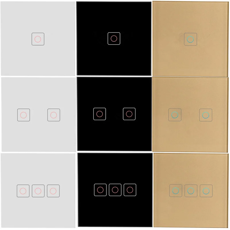 Light Touch Switch,Smart Home Crystal Glass Panel switch, EU Standard 170-240V Led Bulb Smart Light Switches