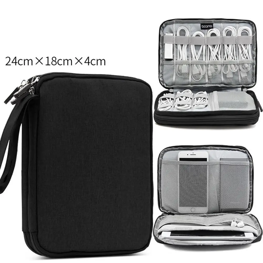 black DishyKooker многофункциональный большой емкости сумка для хранения USB кабель U диск цифровые аксессуары - Цвет: black