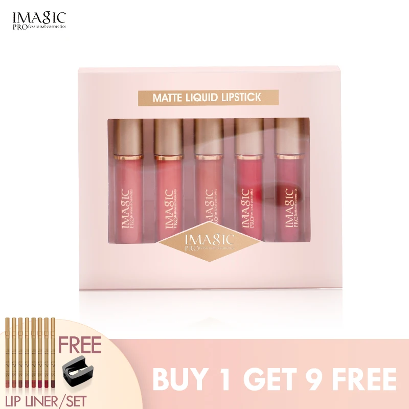 Gloss de Veludo Fosco à Prova Gordo e Sexy Imic Lipsgloss Fosco Conjunto Batom Líquido Dwaterproof Água Brilho Labial Maquiagem Cosméticos 5-color