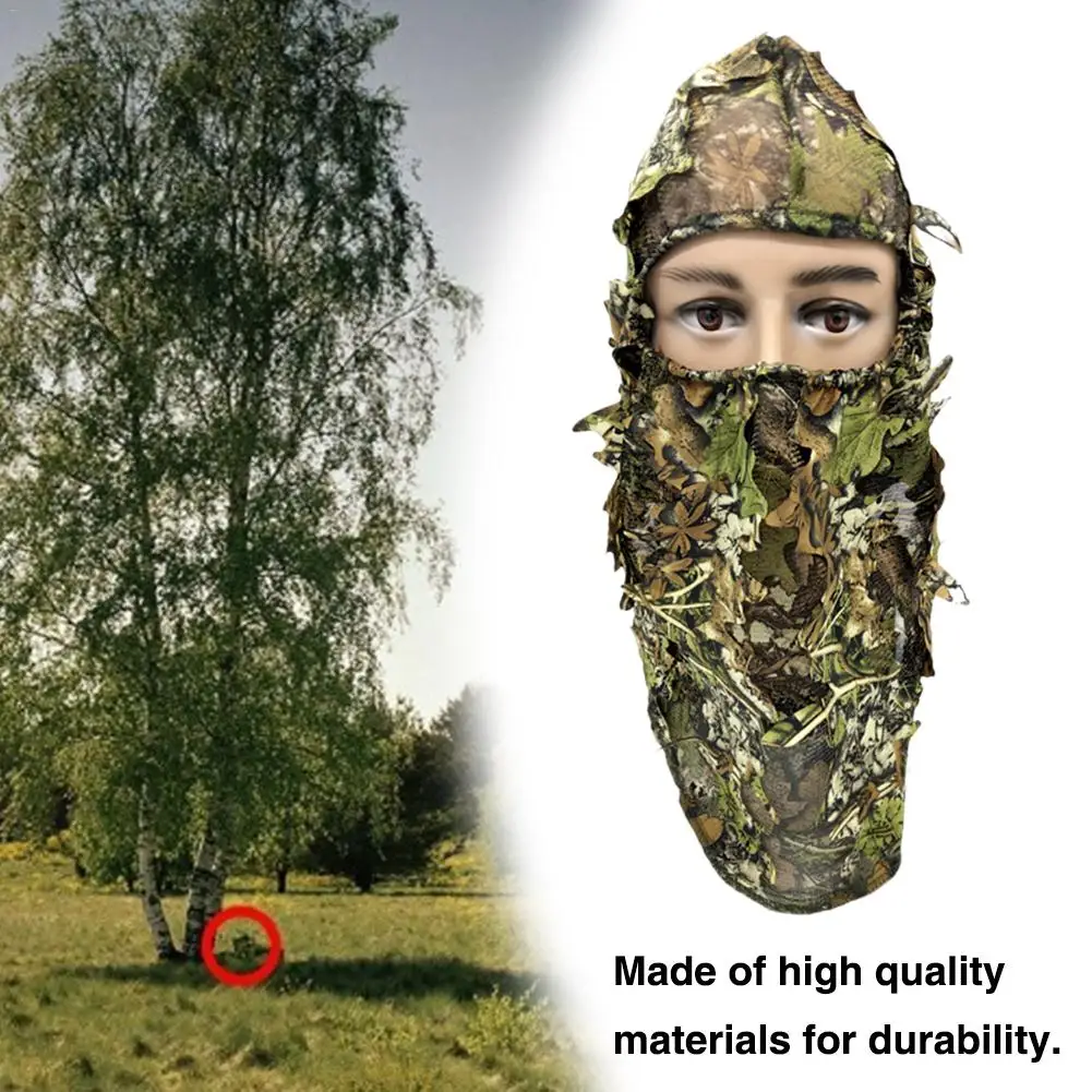 3D Training Mask Camouflage Thin Breathable Hoods Leaf Stereo Hunting Hat Balaclava Woodland Full Face And Gloves |