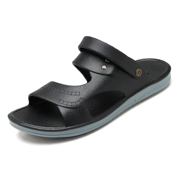 

2020 Men Summer Slide Sandals Genuine Leather Outdoor Shoes Handmade Classic For Male Soft Walking Beach Sneaker Casual Big Size