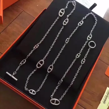 

silver color fashion brand jewelry chain sweater chain necklace