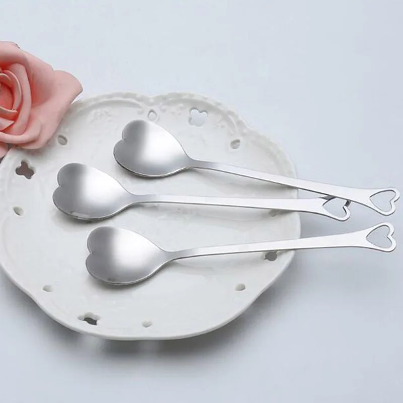 Heart Metal Stainless Steel Tea Coffee Spoon Dessert Sugar Stirring Ice Cream Yogurt Honey Wedding Guest Present | Дом и сад