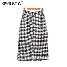 Винтажная элегантная офисная одежда, Женская юбка в ломаную клетку, модная женская клетчатая юбка на молнии с карманами, шикарные женские юбки Faldas Mujer