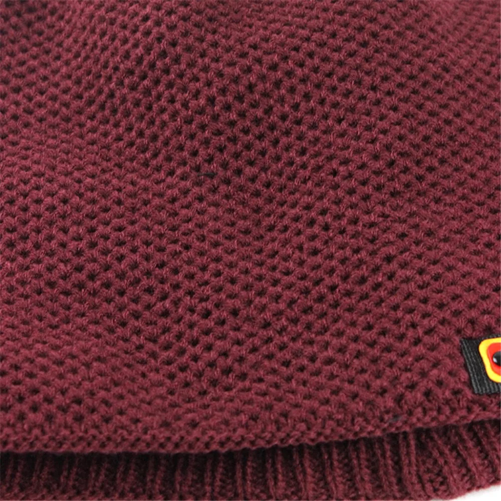 Beanies, зимняя шапка, мужская шапка, зимняя шапка, одноцветная шапка с воротником, набор, плюс бархат, толстая вязаная шапка и глушитель, шапка бини, Muts#2O22